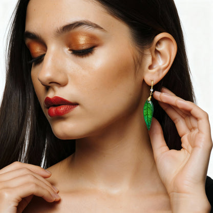 Emerald Leaf Drops Jewelry Set