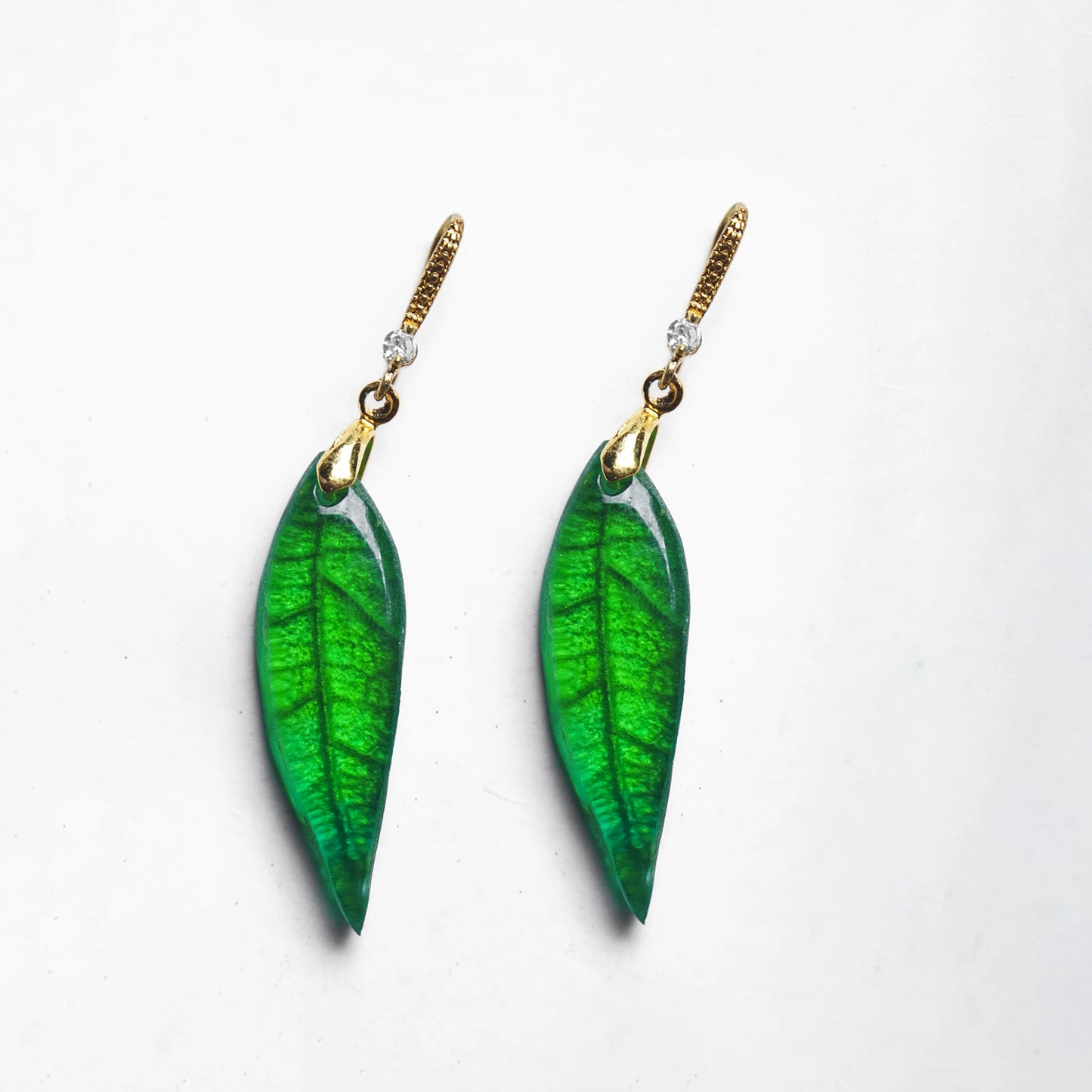 Emerald Leaf Drops Jewelry Set