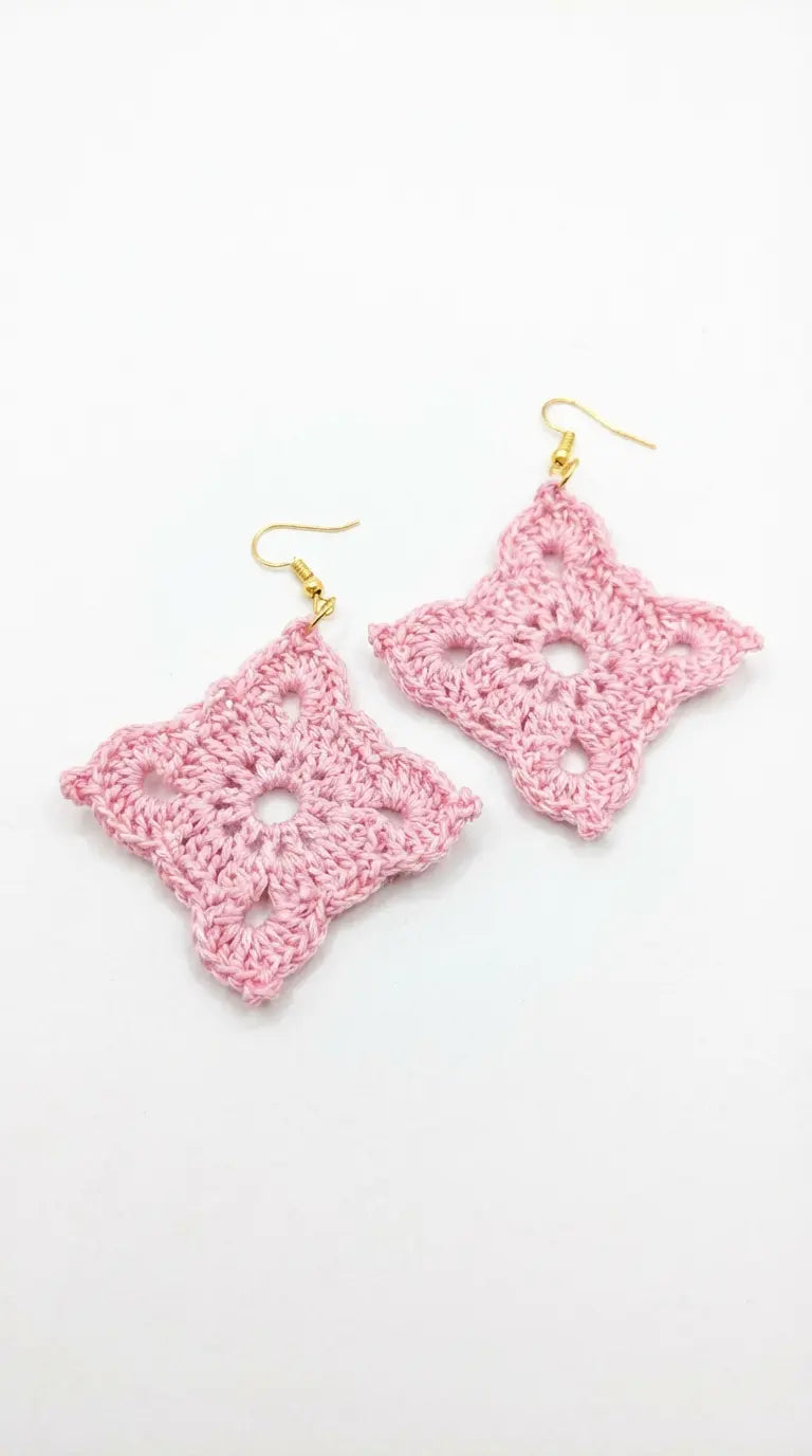 Crochet Lace Diamond Earrings