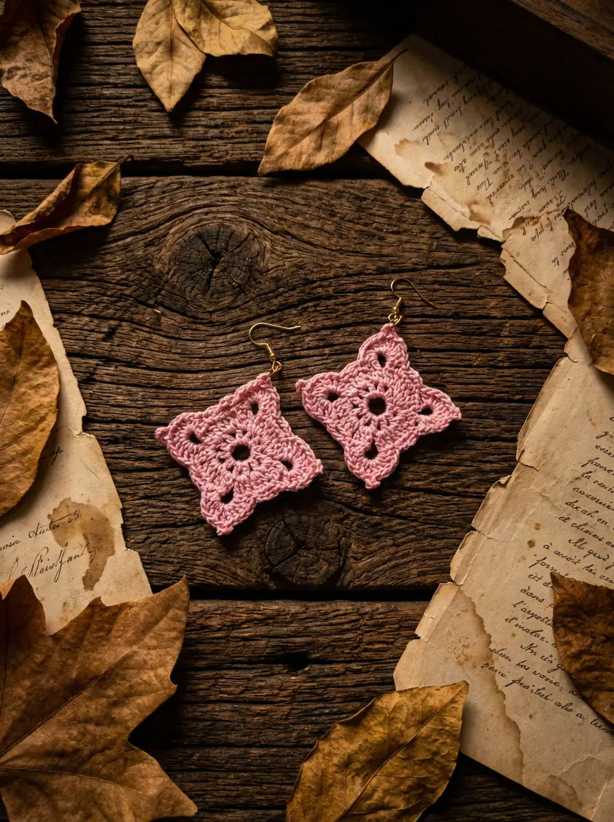 Crochet Lace Diamond Earrings