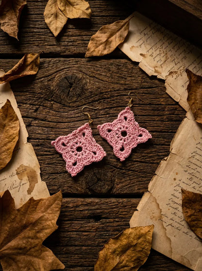 Crochet Lace Diamond Earrings